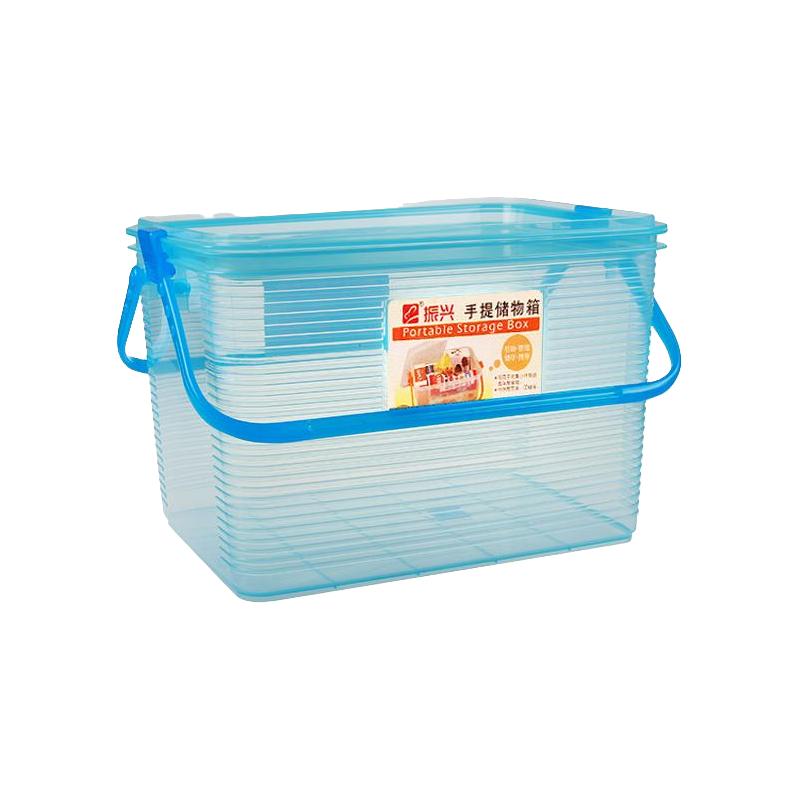 振兴塑料透明手提式整理家用桌面玩具储物盒收纳药物11L整理箱17L