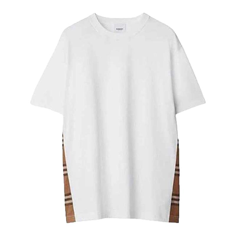 Burberry博柏利男女同款/款格纹徽标落肩袖短袖T恤