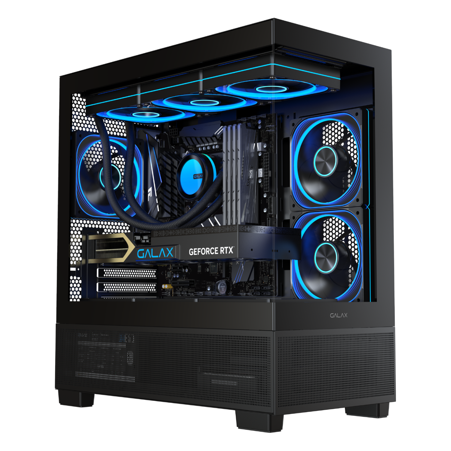 影驰魅影V5海景房台式电脑主机箱/支持360水冷/M-ATX主板/风道机箱/5槽可装厚显卡/显卡限长400mm