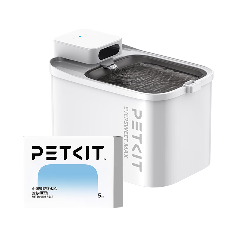 PETKIT小佩无线智能饮水机MAX 抑菌水泵不锈钢大容量饮水器插电充电双电源 MAX涂层款加可视双子星