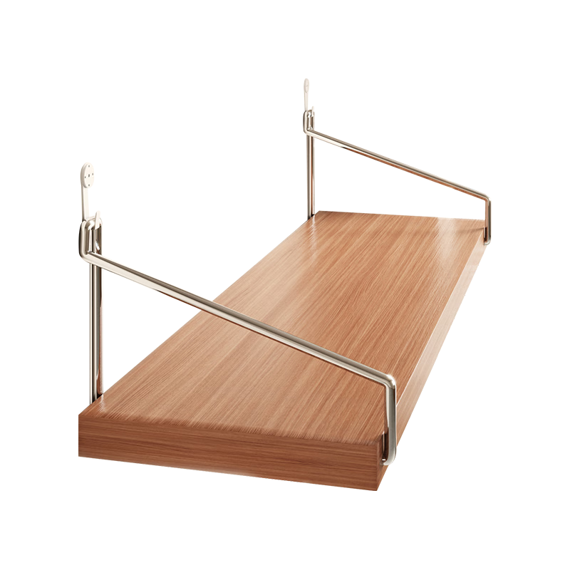 若时免打孔墙上置物架床头壁挂隔板整理架客厅墙面路由器收纳架子 胡桃色30*15（带粘钩/无痕钉底托