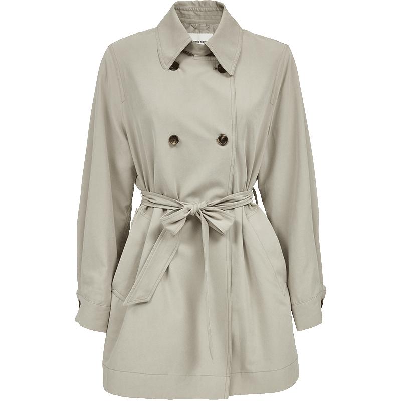 VEROMODA风衣2025秋季新款翻领同色系带外套休闲百搭325321005 著酿沙色