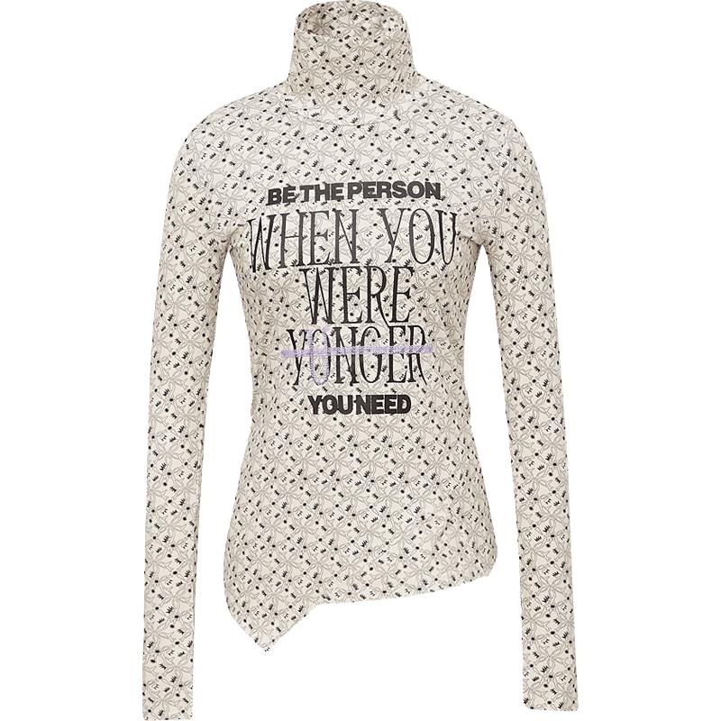 MECITY女士冬季整身循环印花设计高领修身打底衫女511582