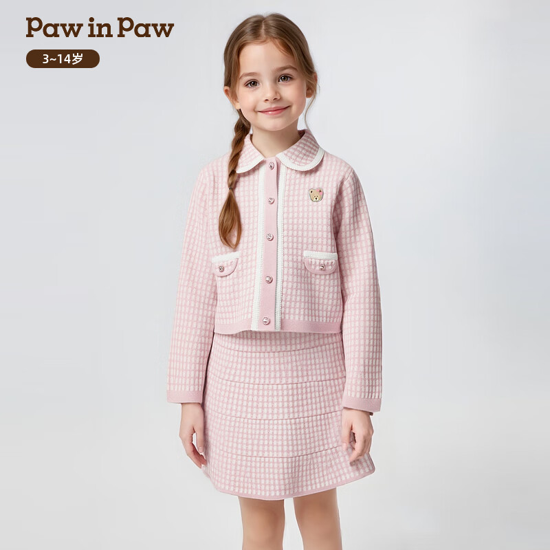 PawinPaw卡通小熊童装25年秋冬女童针织套装裙 Pink粉色/25 110