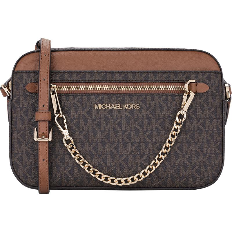MICHAEL KORS 迈克·科尔斯 MK JET SET ITEM系列 女士皮革单肩斜挎包 棕拼色 35S1GTTC9B BROWN