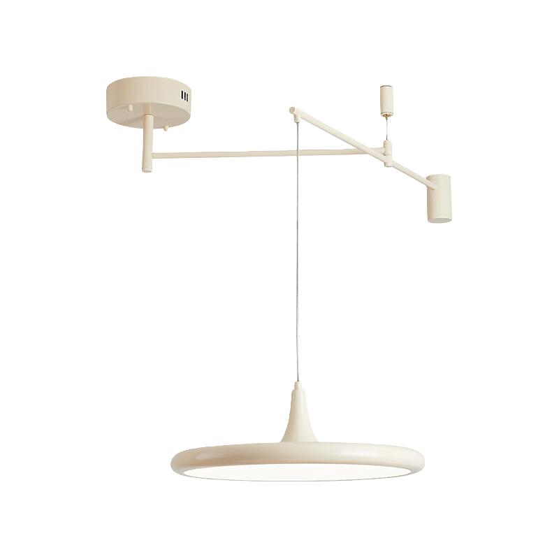 雷士 NVC   Lighting奶油现代护眼智能全光谱摇臂可移动吊线餐厅吊灯餐桌吧台灯灯具 米色50瓦 全光谱摇臂款