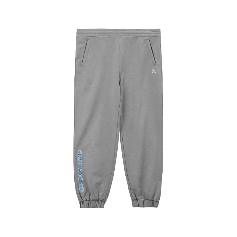 KAWASAKI卫衣男款秋冬套头拉链时尚百搭刺绣立领运动上衣 卫裤-灰色 S