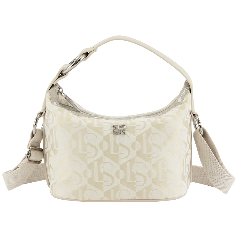 Lesportsac乐播诗包包女包提花手提包单肩包通勤斜挎包 雾凇白