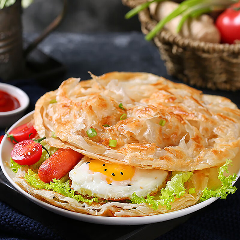 惠发手抓饼家庭装速食手抓饼皮培根早餐食材 桶装手抓饼1.8kg