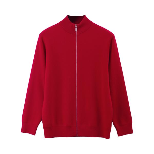 米皇 【丝羊绒】极简风半高领拉链男开衫外套男士羊绒衫