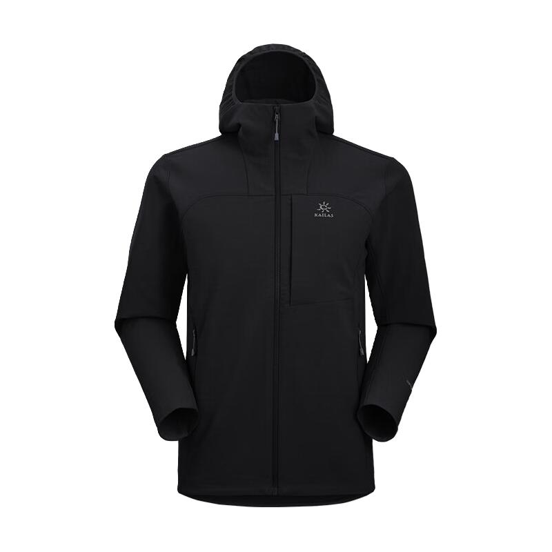 KAILAS凯乐石M8软壳衣户外防风保暖透汽弹力连帽软壳外套男 墨黑 M