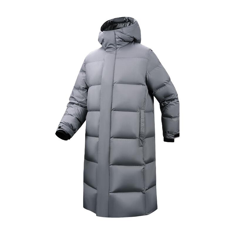 京东京造 长款羽绒服 户外秋冬外套面包服男女 青光灰 L