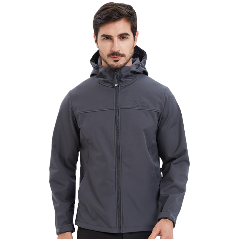 ALPINT MOUNTAIN抓绒软壳衣男冲锋衣防泼水防风加绒保暖外套旅行登山服女 男士深灰 XXXL