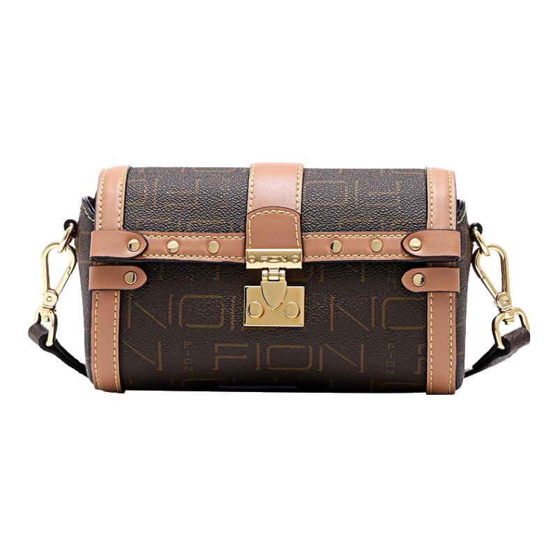 FION 菲安妮 八音盒波士顿包单肩斜挎包腋下包 啡/驼小号FAAFIUB013