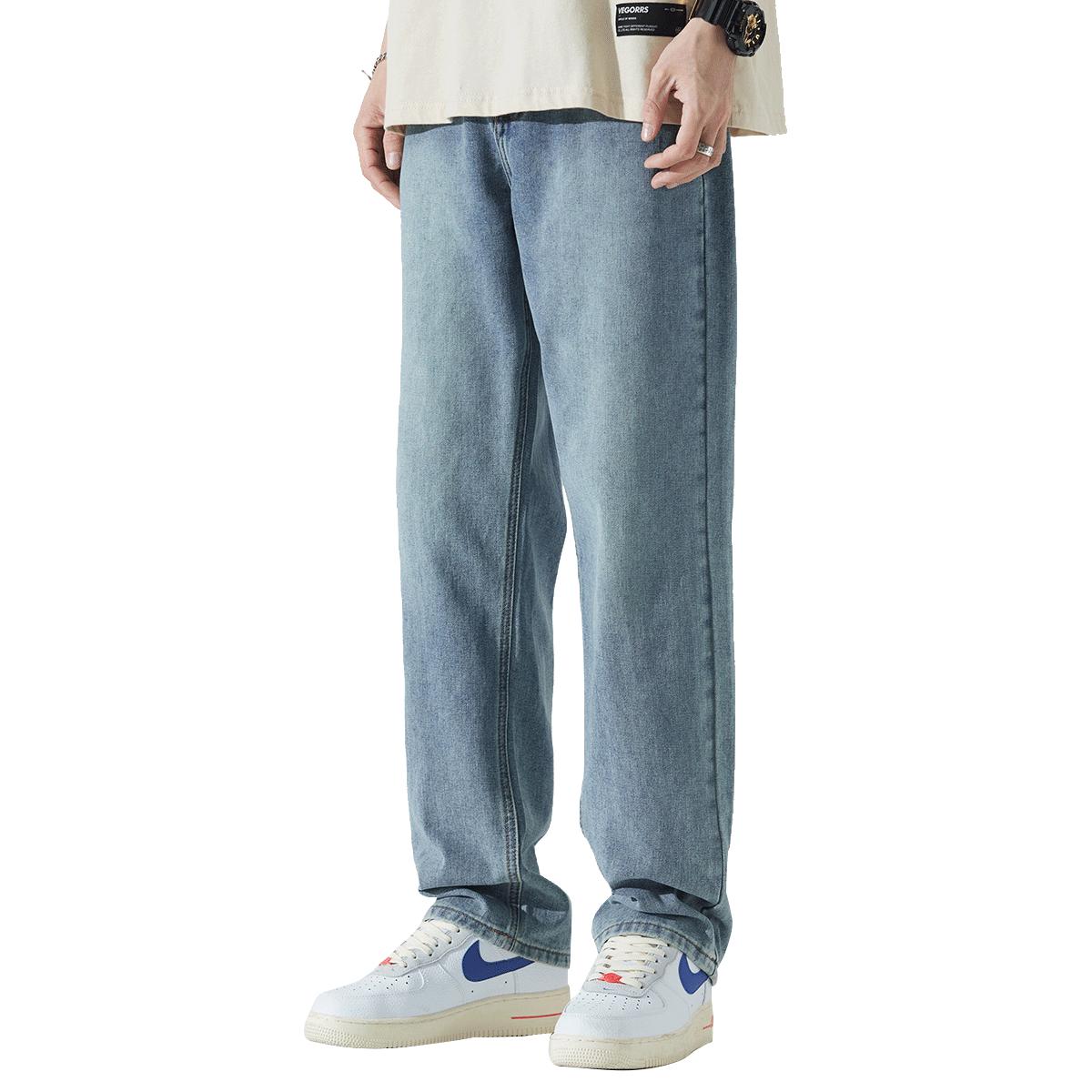 唐狮 TONLION夏季薄款男士牛仔裤复古水洗休闲百搭韩版时尚宽松直筒长裤子男潮