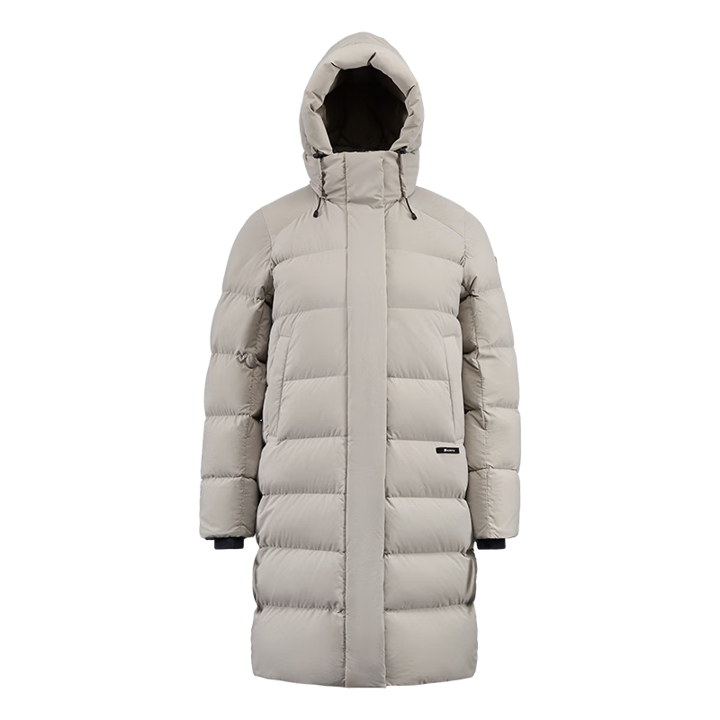 君羽户外羽绒服女中长款800蓬白鹅绒23年冬时尚加厚鹅绒服H52316 浅棕色 XL（白鹅绒211克）