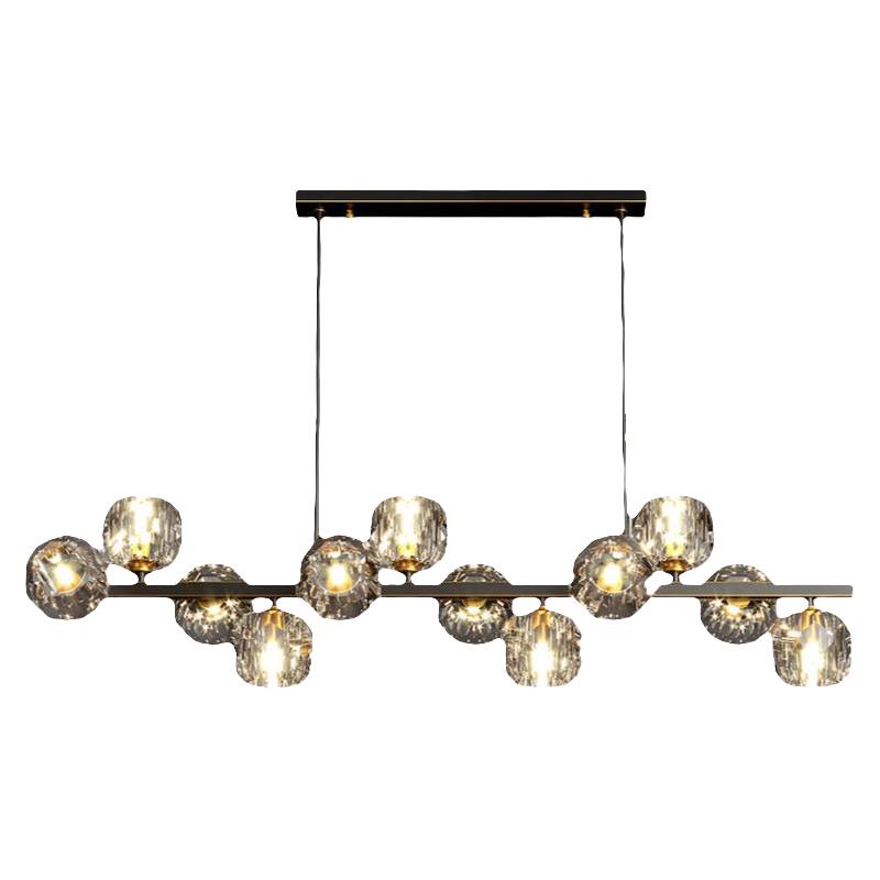 帕莎灯饰简约后现代全铜餐厅吊灯轻奢大气长条饭厅岛吧台水晶灯具