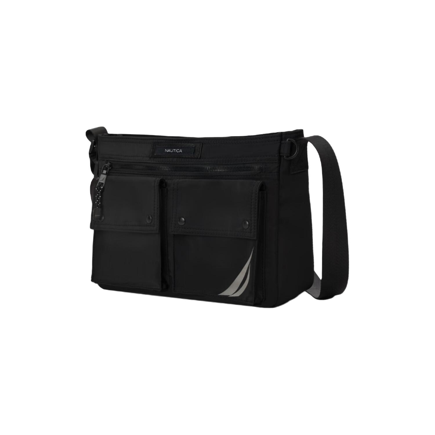 NAUTICA诺帝卡Cityboy风格大容量休闲通勤休闲多口袋男女通用斜挎包 黑色