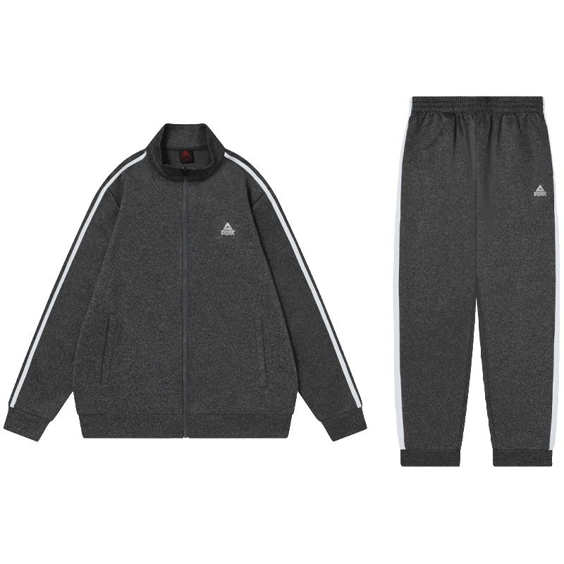 匹克 休闲针织开胸长袖长裤套装秋季男士舒适简约百搭亲肤透气运动套装