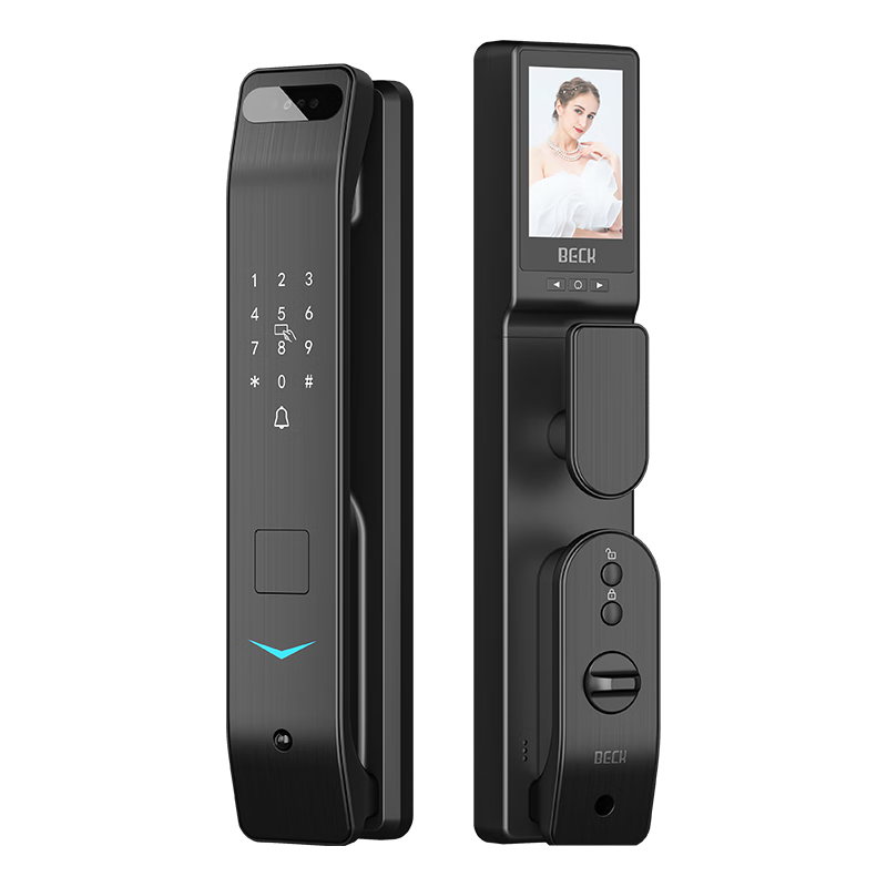 BECK博克指纹锁智能门锁密码锁人脸识别大屏猫眼可视全自动电子锁V7P 3D人脸识别开锁+4寸大屏猫眼