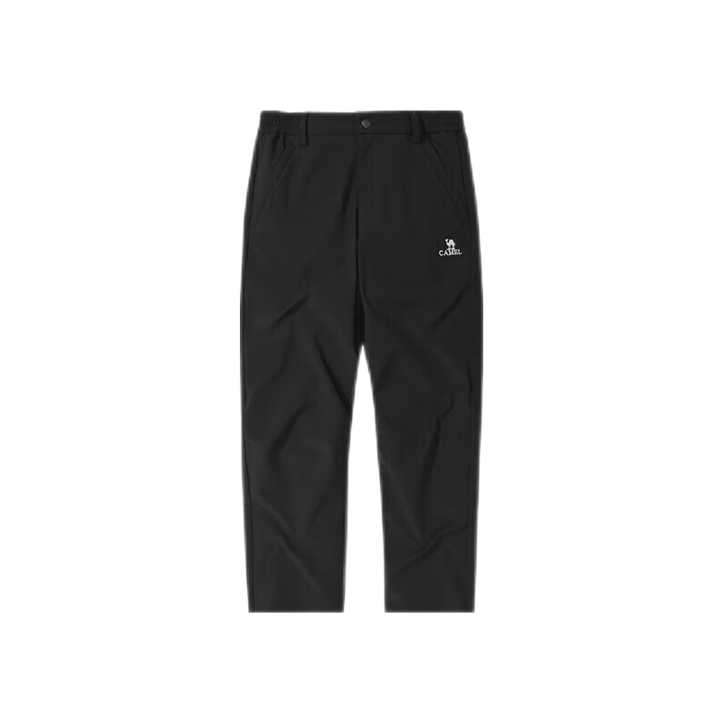 CAMEL 骆驼 户外摇粒绒冲锋软壳裤女秋冬防风防水加绒保暖登山裤男 A23CAVV106，幻影黑，女 L