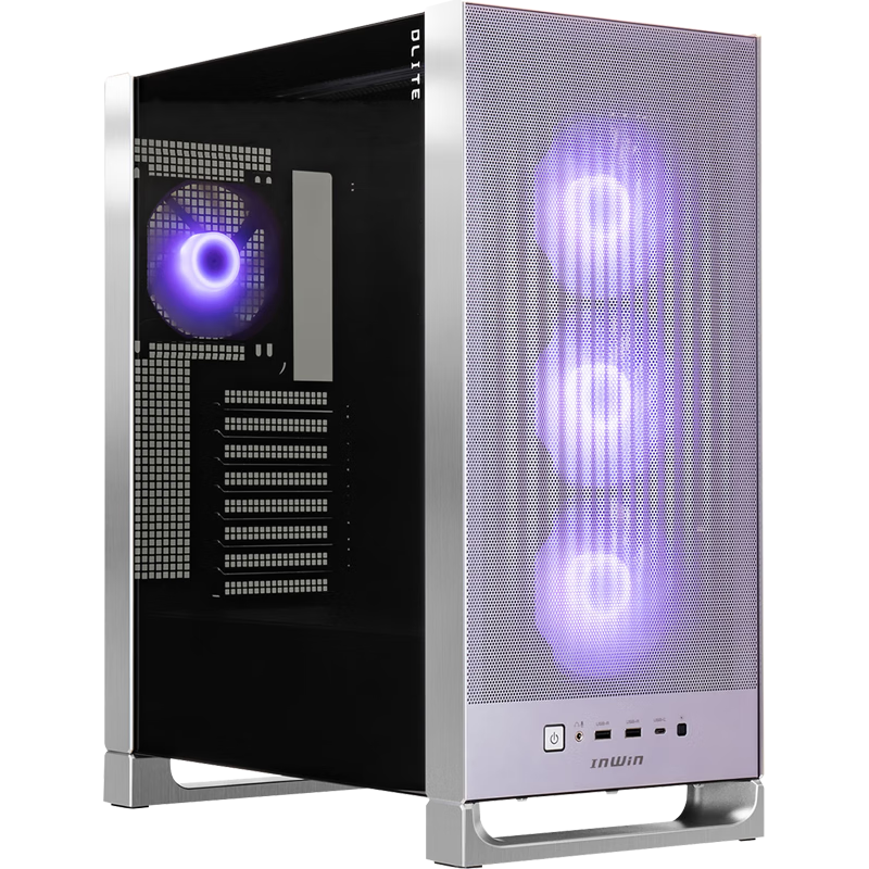 INWIN迎广DLITE丁香紫 台式电脑机箱 标配4颗风扇/集线器/20GbpsType-C 支持ATX主板 可背插 360水冷