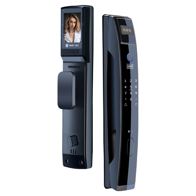 威恒 指纹锁全自动3D人脸识别智能门锁可视猫眼密码锁家用防盗电子锁 人脸识别款+可视猫眼【包安装】