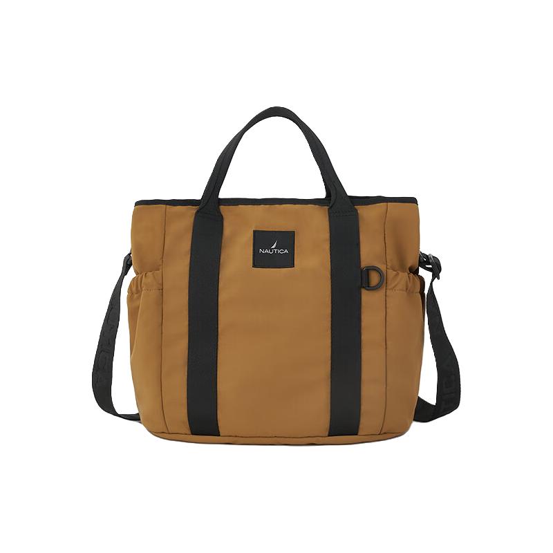 NAUTICA诺帝卡 斜挎男女包简约休闲大容量手提单肩旅行背包托特包 卡其色