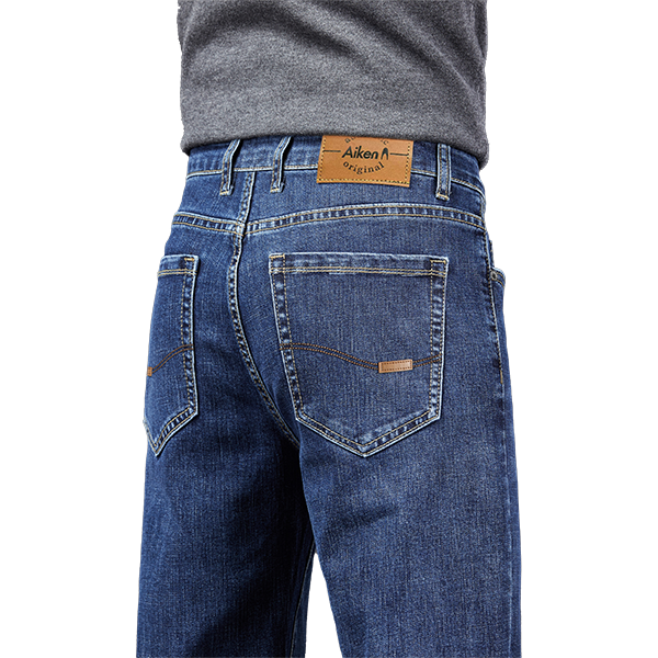 冬季加绒加厚牛仔裤男宽松直筒男士商务弹力长裤中青年百搭裤子