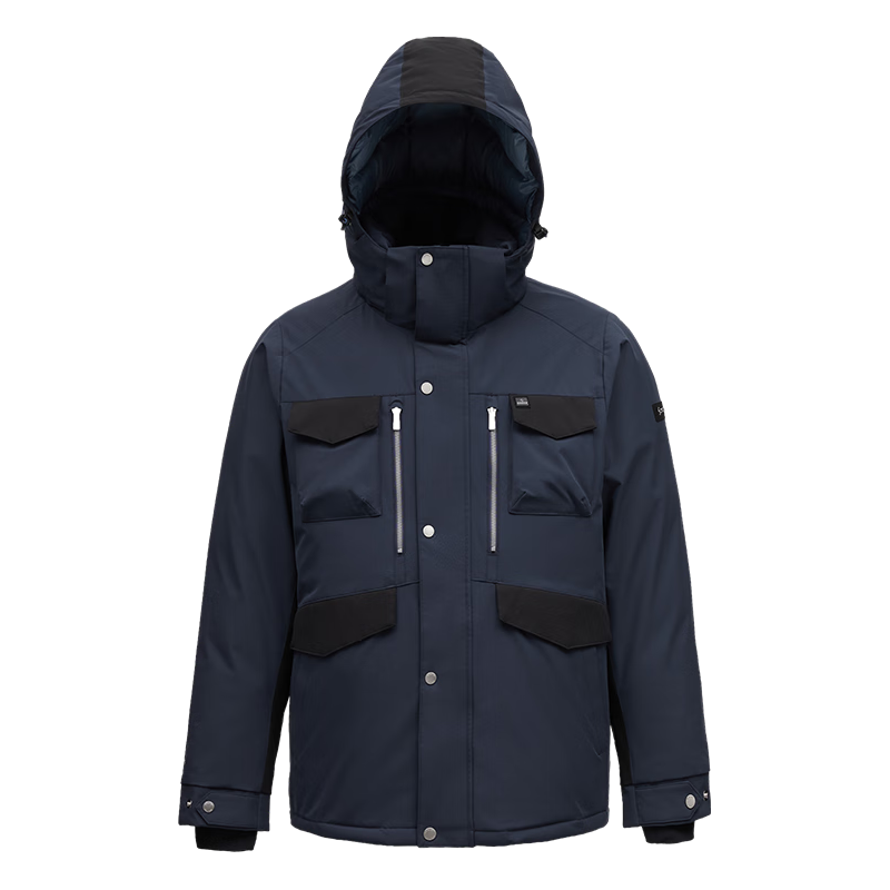 君羽户外羽绒服男23时尚拼色加厚保暖白鹅绒服SC62031 深蓝-黑色 2XL