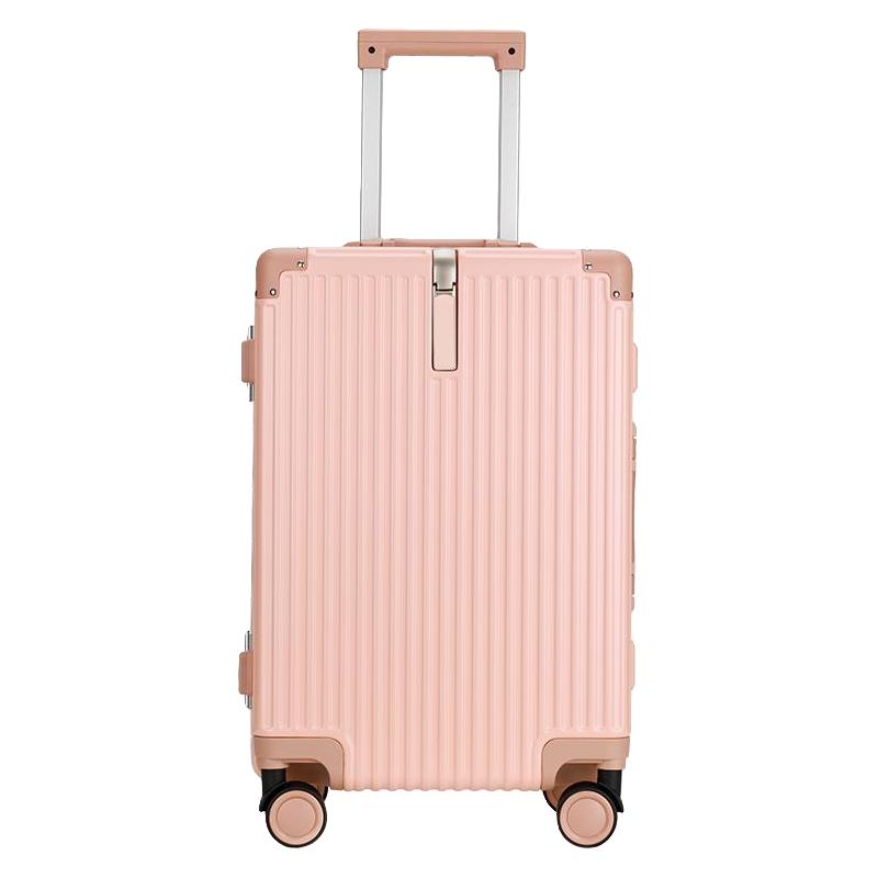 七匹狼官方旗舰新款行李箱结实耐用铝框拉杆箱女旅行箱男生20寸登机箱男 黑色铝框 20寸登机-全PC箱体-低分贝静音轮