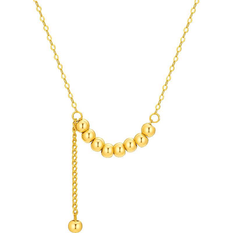 中国黄金（CHINA GOLD）黄金项链18K金AU750圆珠项链生日礼物送女友