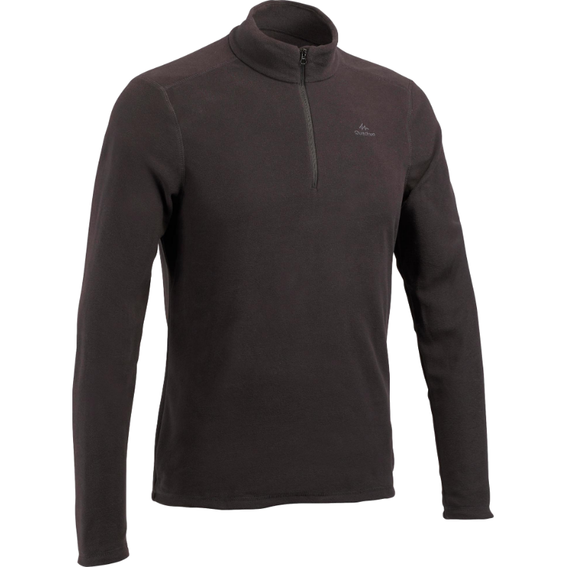 DECATHLON 迪卡侬 男式山地徒步摇粒绒保暖夹克 QUECHUA 深藏青色 4100966 XL 黑色 L