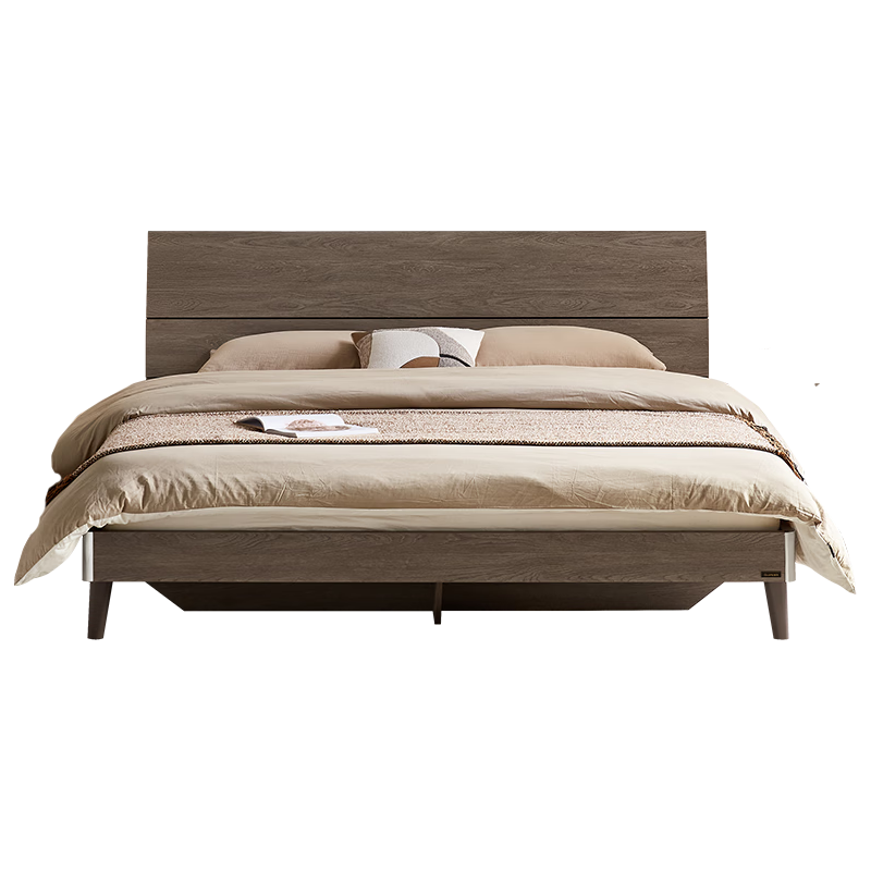 全友家居床双人床现代简约卧室板木床意式轻奢板式可置物床屏126802B C款高脚床1.8米单床