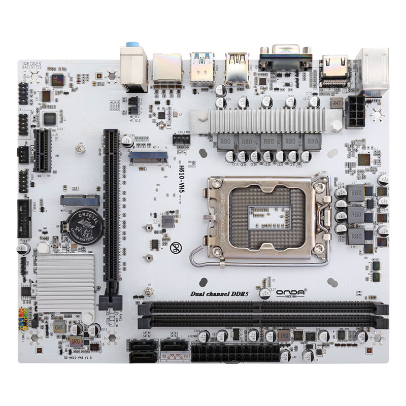 ONDA 昂达 H610-VH5-W（Intel H610 /LGA 1700）支持DDR5 Intel 12代CPU G7400/12100/12100F 娱乐办公主板