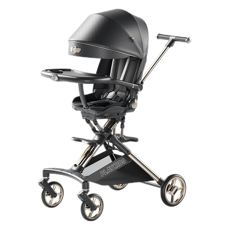 普洛可X6-5遛娃双向轻便高景观儿童推车可坐可躺婴儿车易折叠童车 X6-5黑天使(18项配置升级）