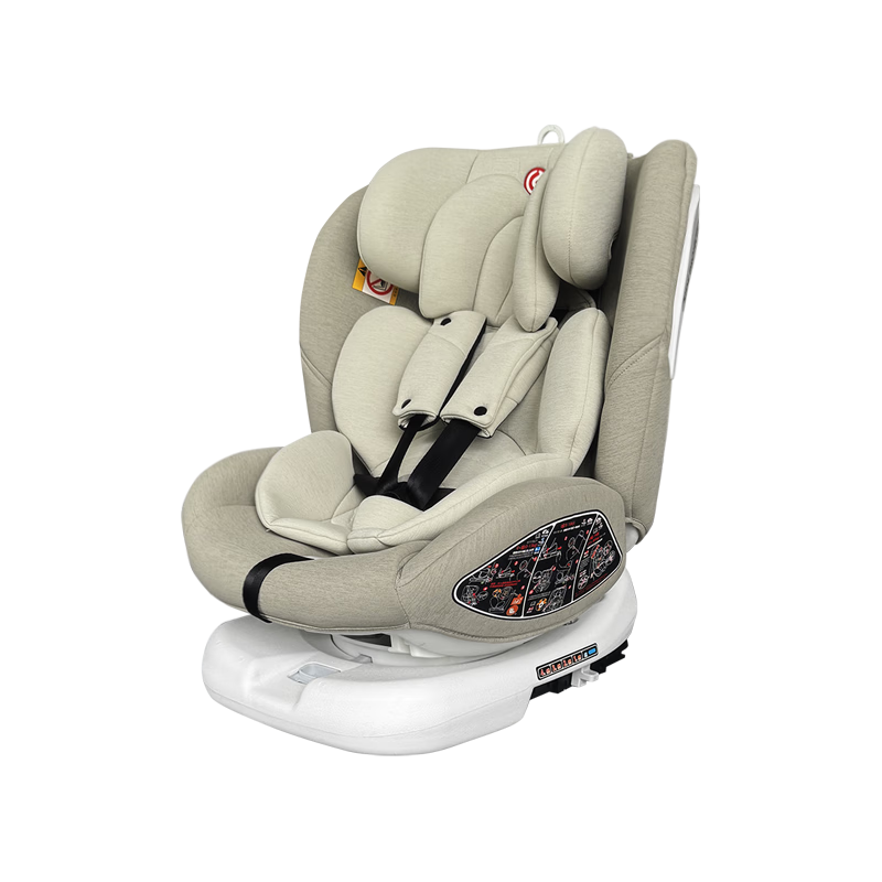 感恩儿童座椅0-4-12岁360度旋转 ISOFIX 瑞亚丝雾米