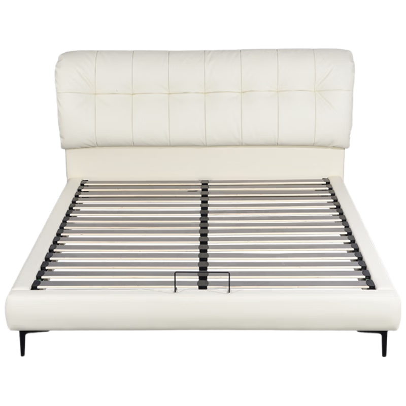 雅兰（AIRLAND）奶油风齐边皮艺床双人主卧真皮床 纤云+卓跃总统版1.8*2米 纤云+卓跃总统版