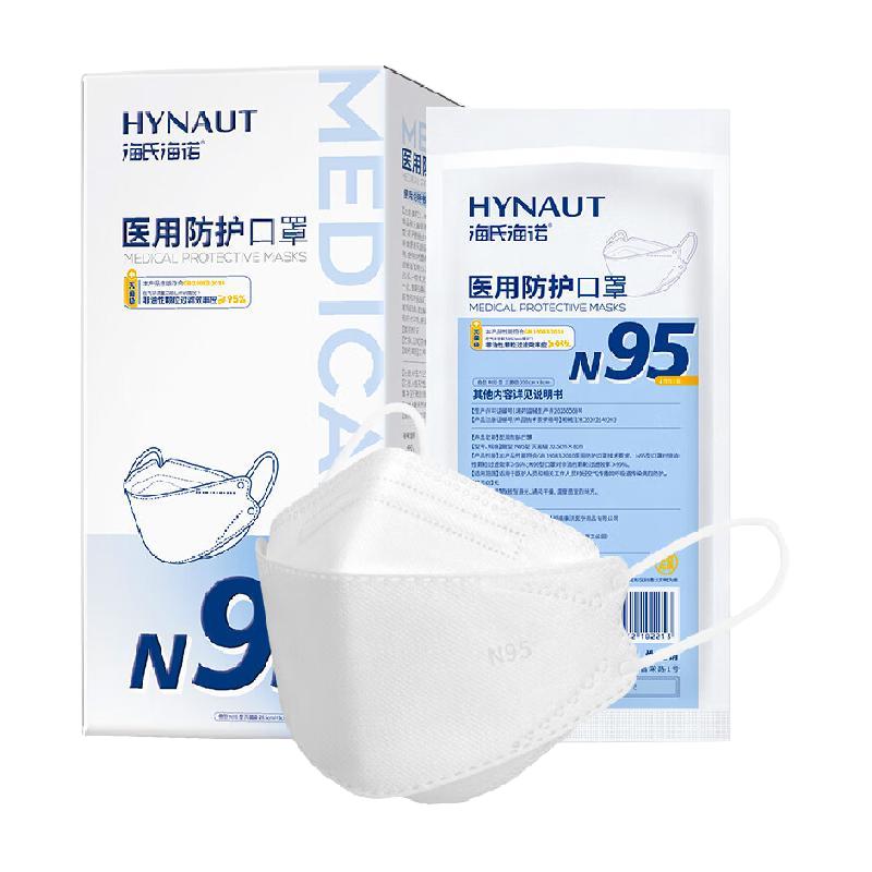 海氏海诺N95医用防护口罩一次性鱼型成人儿童医疗级灭菌五层独立