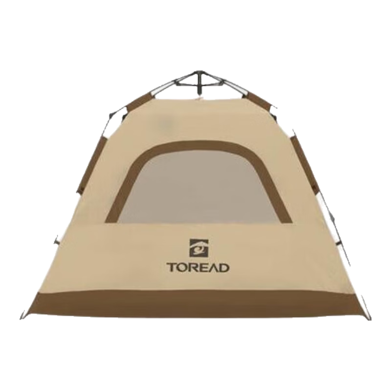 探路者帐篷野营通风户外露营3-4人速开野外郊游防雨晒遮阳沙滩帐 卡其