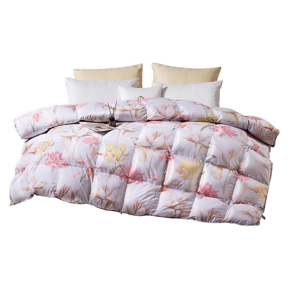 70鹅绒被芯防羽印花羽绒被床上用品被子冬被保暖