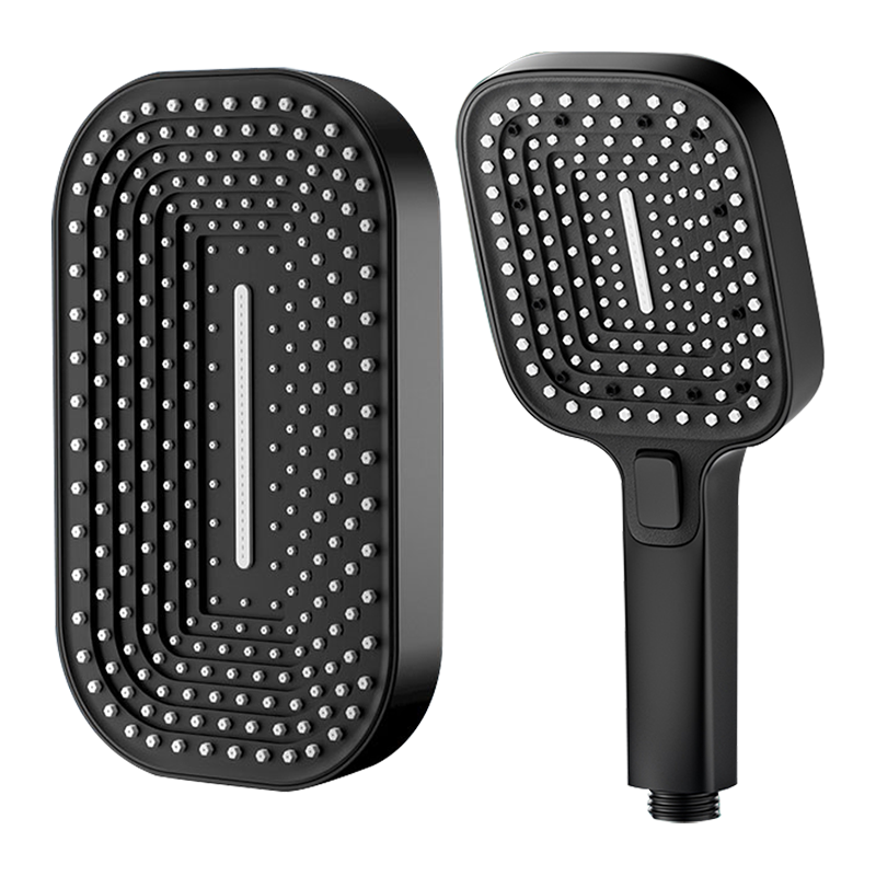 HOMK【德国】增压淋浴花洒喷头手持顶喷套装浴室卫生间超强高压淋浴头 手喷+顶喷【32.5cm大面板】雅黑 食品级硅胶孔丨酒店式沐浴享受