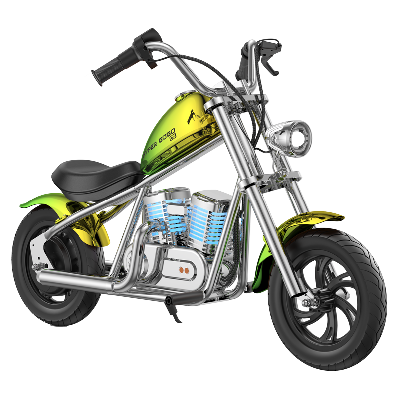 暴风骑士儿童电动车摩托车3-12岁两轮代步车复古电摩03C炫酷绿 -炫酷绿●APP+烟雾+声效