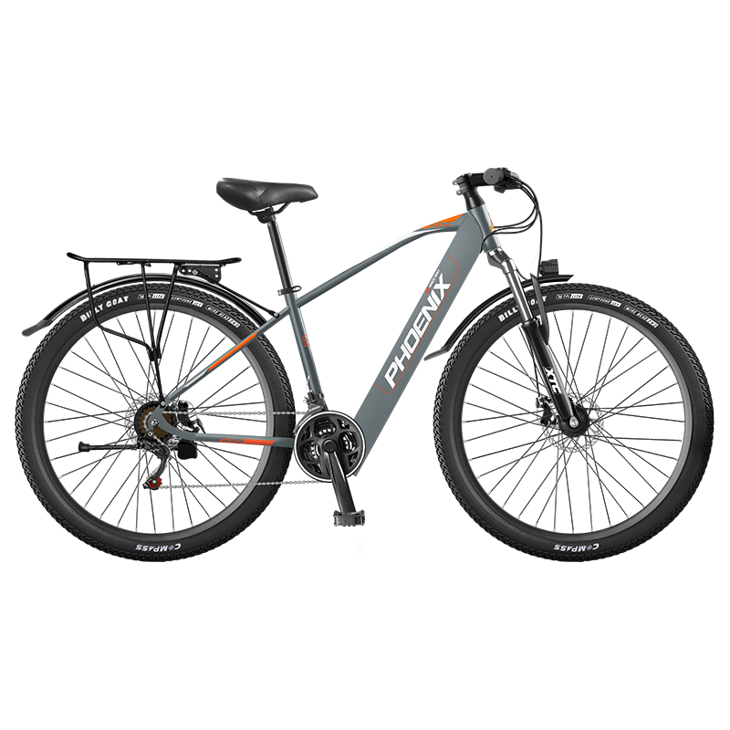 PHOENIX 凤凰 599破风轮 电动自行车 21速灰色 电动续航24公里