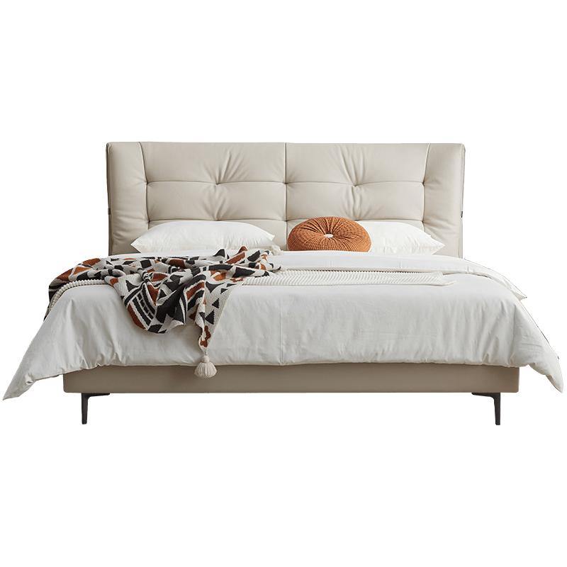 SUNHOO 双虎-全屋家具 双虎（SUNHOO）真皮床现代简约大床双人床轻奢中大户型主卧室婚床23623 真皮床 低箱-1800mm