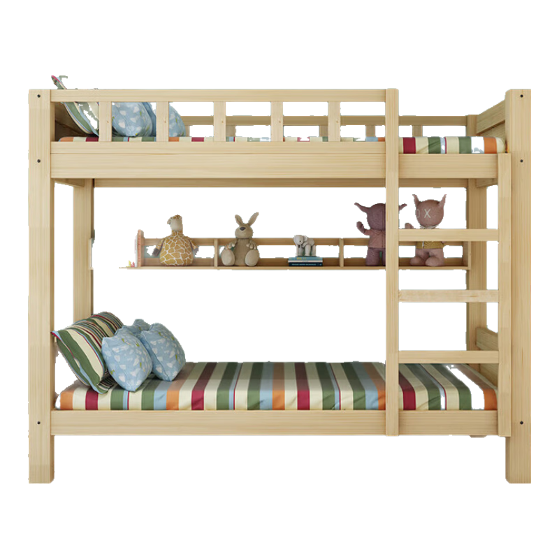 ZHONGWEI 中伟 MZYSMC-3 实木双层床 (原木色、2000*1000*1600cm、松木 、现代简约)