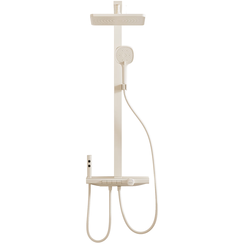 浪鲸（SSWW）卫浴简易淋浴花洒套装精铜主体自带喷枪浴室家用简约适配浴缸 铬色圆管030C【冷热款+顶喷】 铬色圆管030C【冷热数显+顶喷】