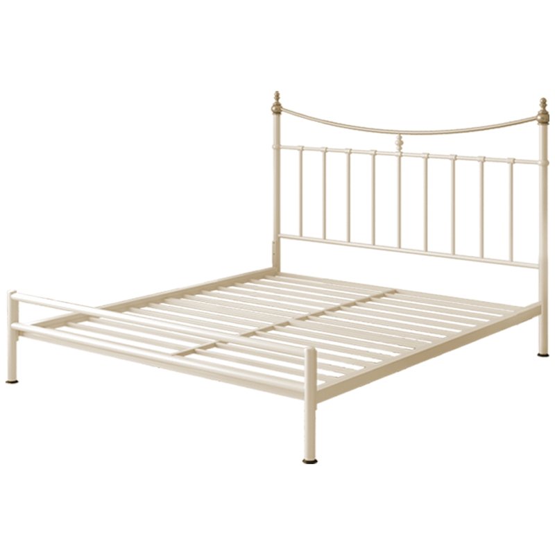 天坛家具铁艺床简约现代双人铁架床加厚法式奶油风静音宿舍 铁床