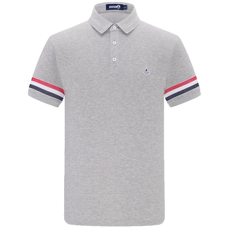 Navigare意大利小帆船夏季灰色短袖polo衫男士翻领T恤休闲菠萝衫