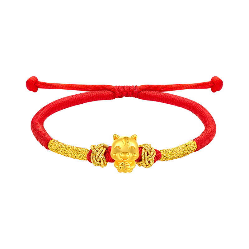中国黄金（CHINA GOLD）十二生肖黄金手链女足金转运珠马年本命年红绳生日礼物送女友老婆 【午马】十二生肖黄金手链